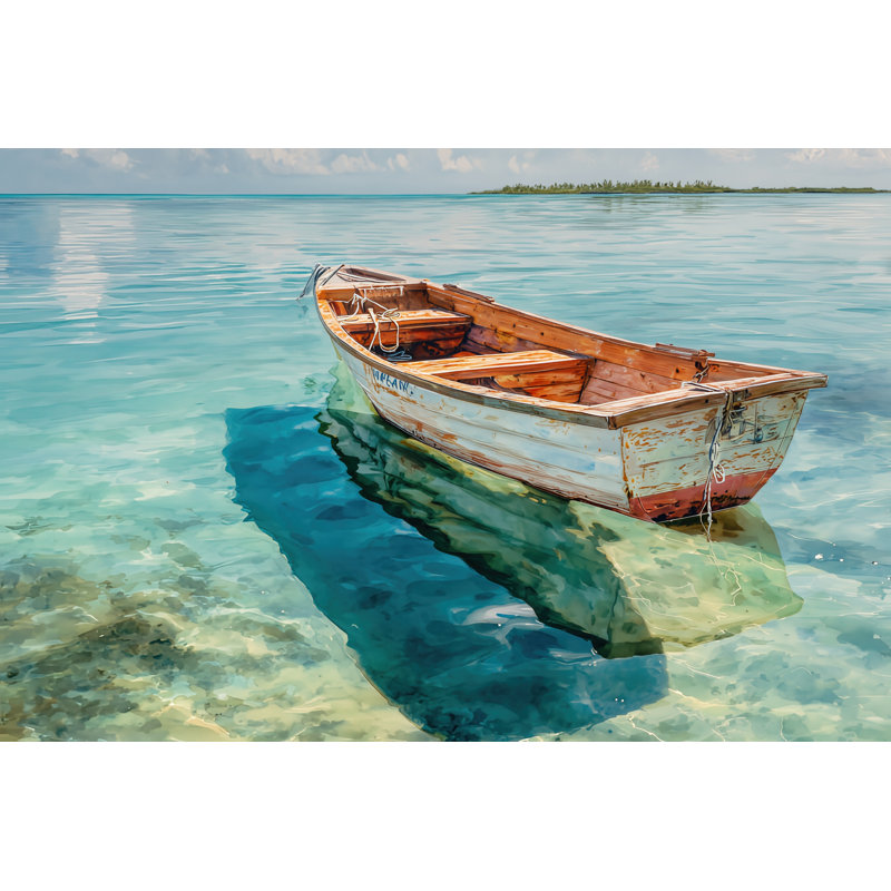 Clear Water Skiff Wrapped Canvas Wall Art, 24"H x 36"W x 1.5"D