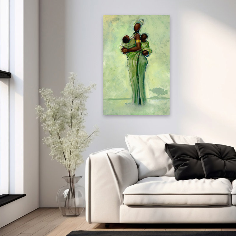 «Raising Two Nation» - art figuratif multicultural, H 36 po x l 24 po