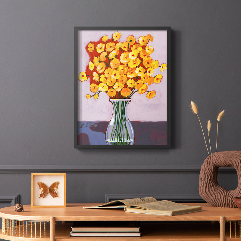 «Daisy Bouquet I», reproduction encadrée - bois massif, Noir, H 28 po x l 22 po