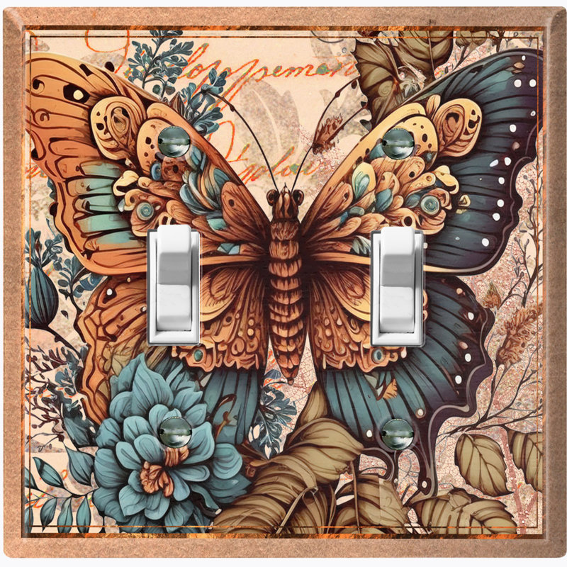 Plaque murale interrupteur à bascule papillon Faded Monarch