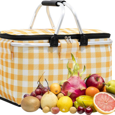 Folding Picnic Basket Large Capacity Insulated Lunch Carrier