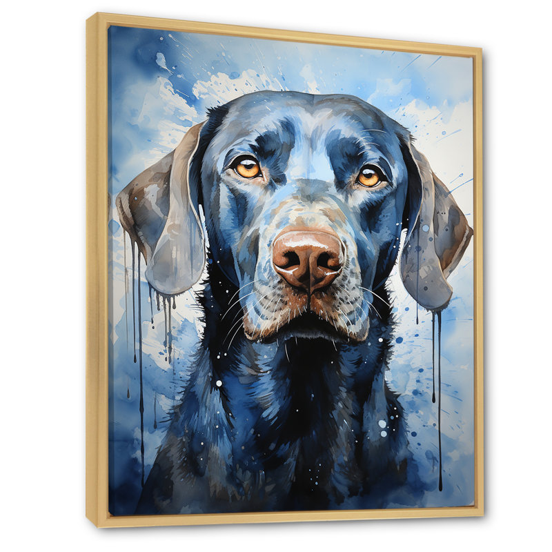 «Dog Weimaraner Majestic Portrait» sur toile, Cadre naturel flottant, H 20 po x l 12 po x P 1 po