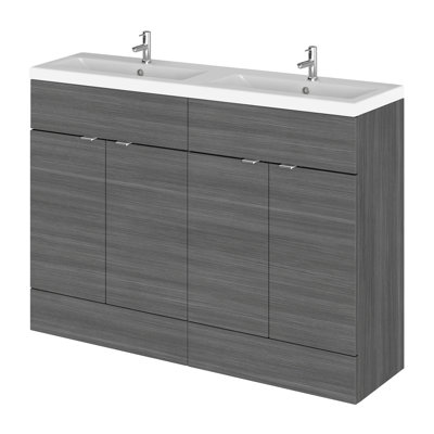 Fusion Double Bathroom Vanity with Integrated Vitreous China Basin