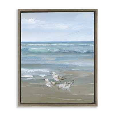 Cadre flottant Sanderlings sur vagues douces, design par Nan