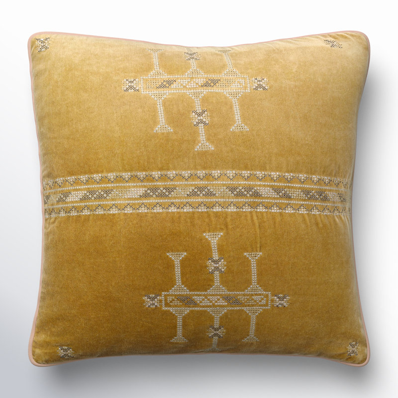Coussin en coton Veola, 20 po x 20 po, Housse de coussin seulement - sans coussin, Prune foncée