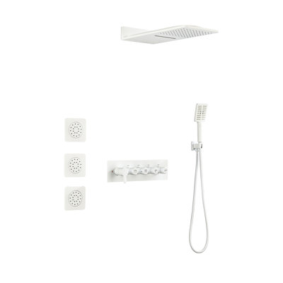 Douche blanche avec 3 jets pour le corps et douche en laiton