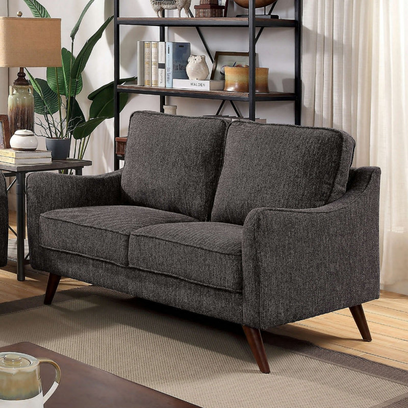 Causeuse Bilbania au fini gris foncé, Microfibre noire