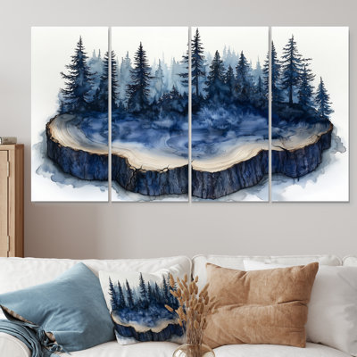 Hiver bois forêt sur glissade sur bois Harmony III - Art mural forêt - Art mural traditionnel sur toile