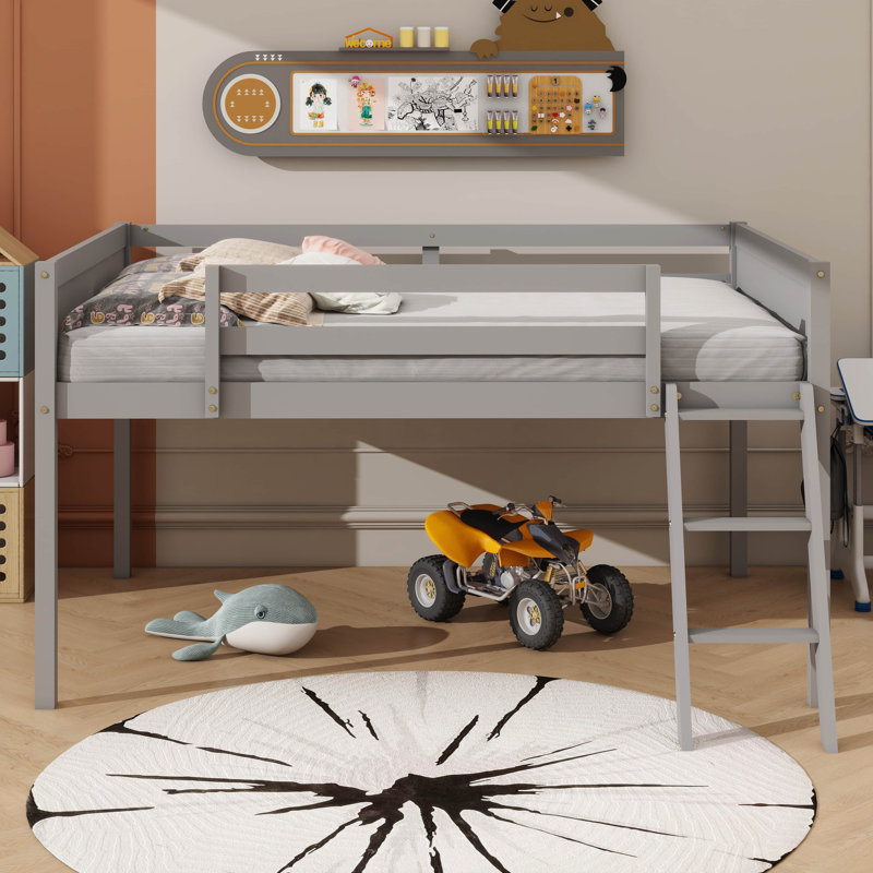 Lit plateforme contemporain en bois, Gris