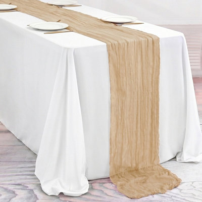 6 Pcs Champagne Cheesecloth Table Runners Boho Cheese Cloths Gauze Fabric Table Runners for Wedding Birthday Party Baby Shower Holiday Home