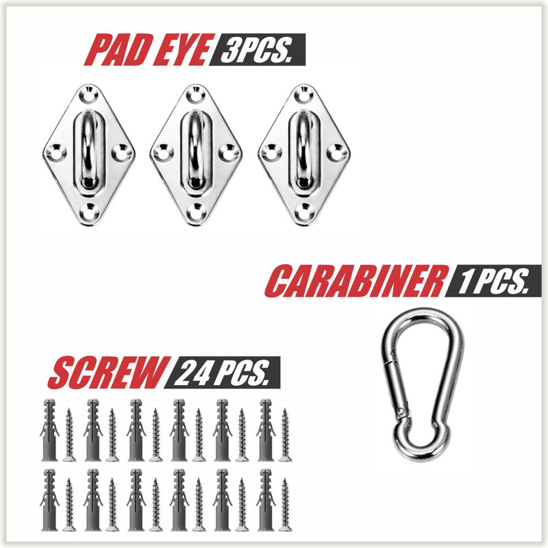 6 Inch Stainless Steel Triangle Sun Shade Sail Hardware Kit