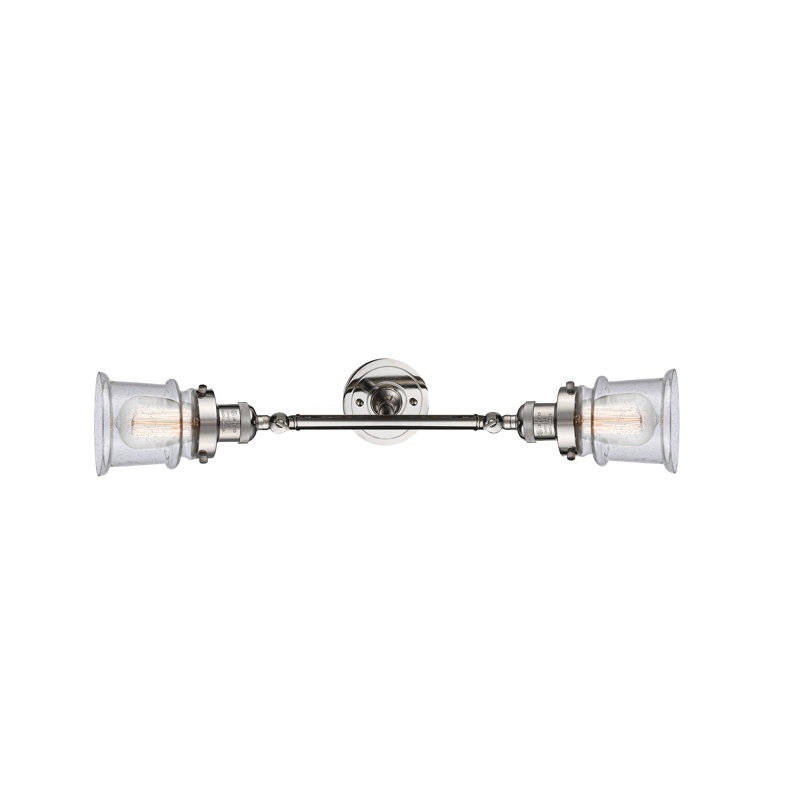 Éclairage pour salle de bain 2 lumières Alexandira, Ampoule incandescente rétro de 60 watts, Grainé, Nickel poli
