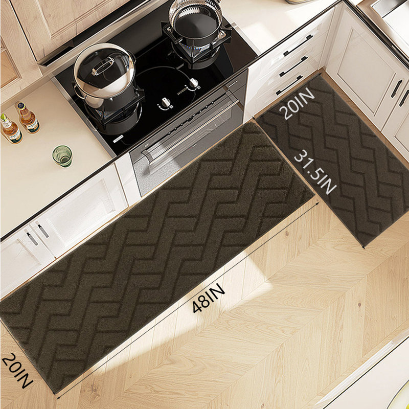 Tapis de cuisine antidérapant Weisler, Brun