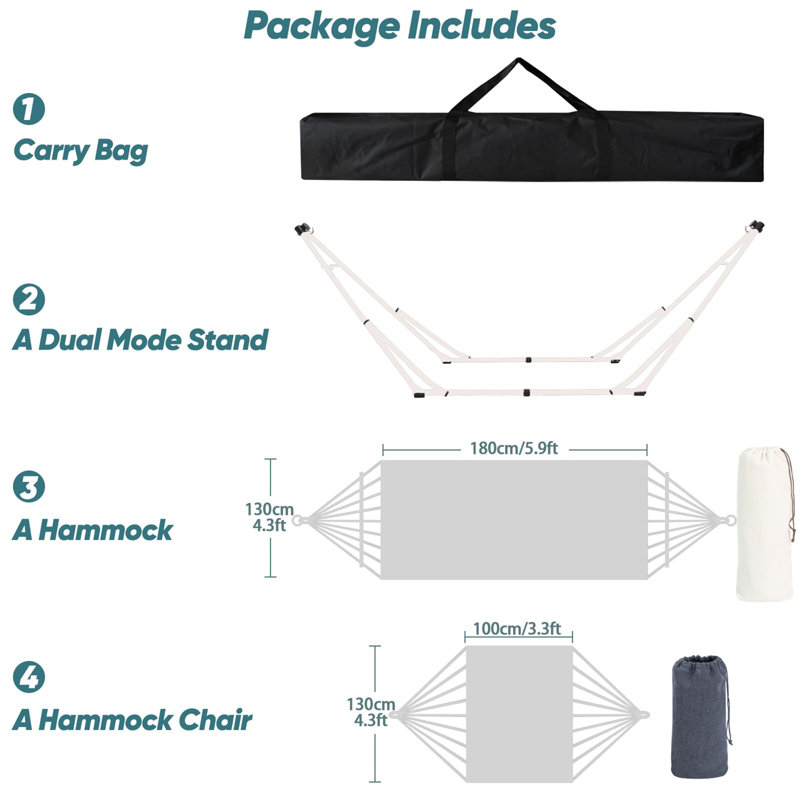 Caiene Dual-Purpose Portable Camping Hammock Stand Set With Folding Stand For Indoor/Outdoor