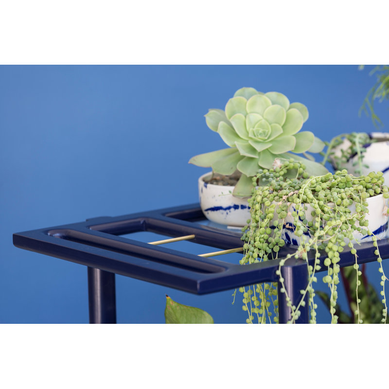 Bar Cart, Laquered Indigo/Brass