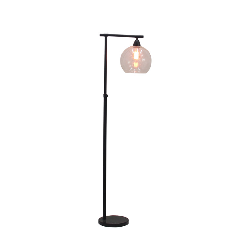 63" Stationary Down-Bridge Metal and Glass Floor Lamp