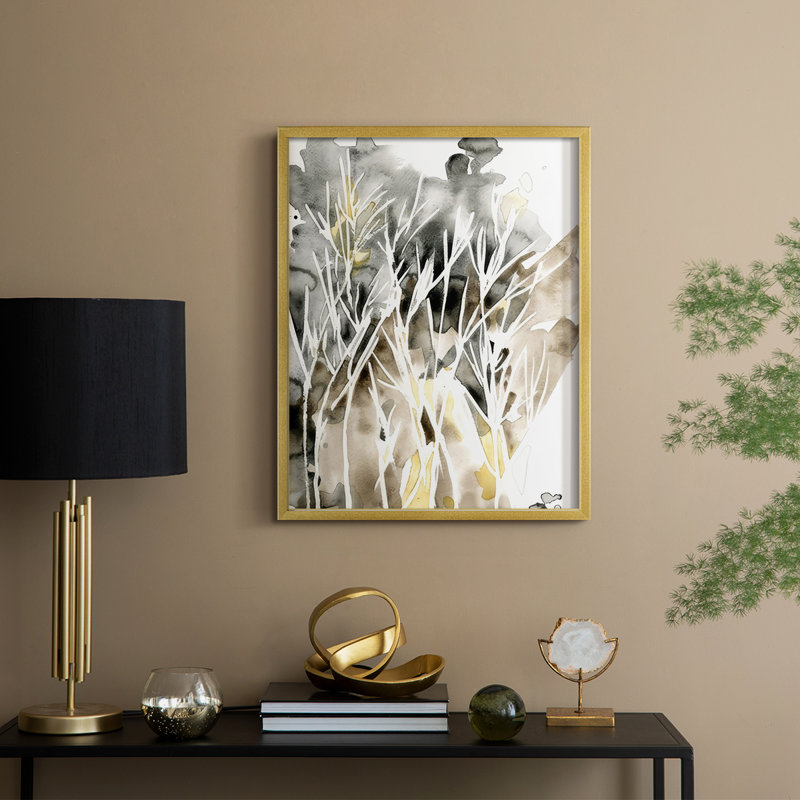 «Wispy Weeds II», reproduction encadrée - bois massif, H 21 po x l 17 po, Doré