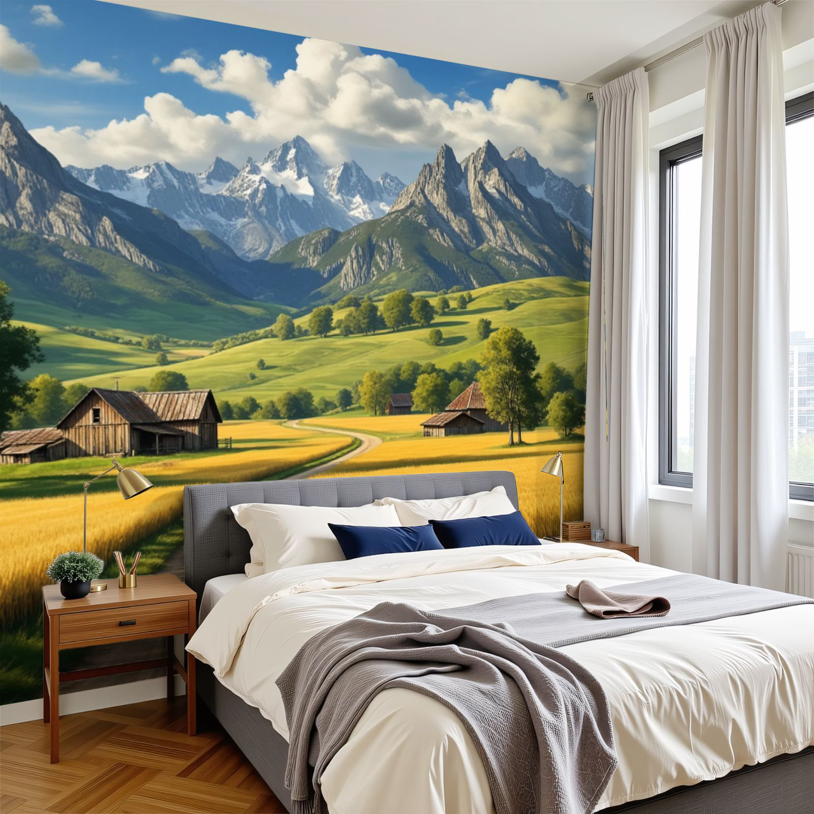 Red Barrel Studio Peel and Stick Wallpaper Serene Rural Landscape Green ...