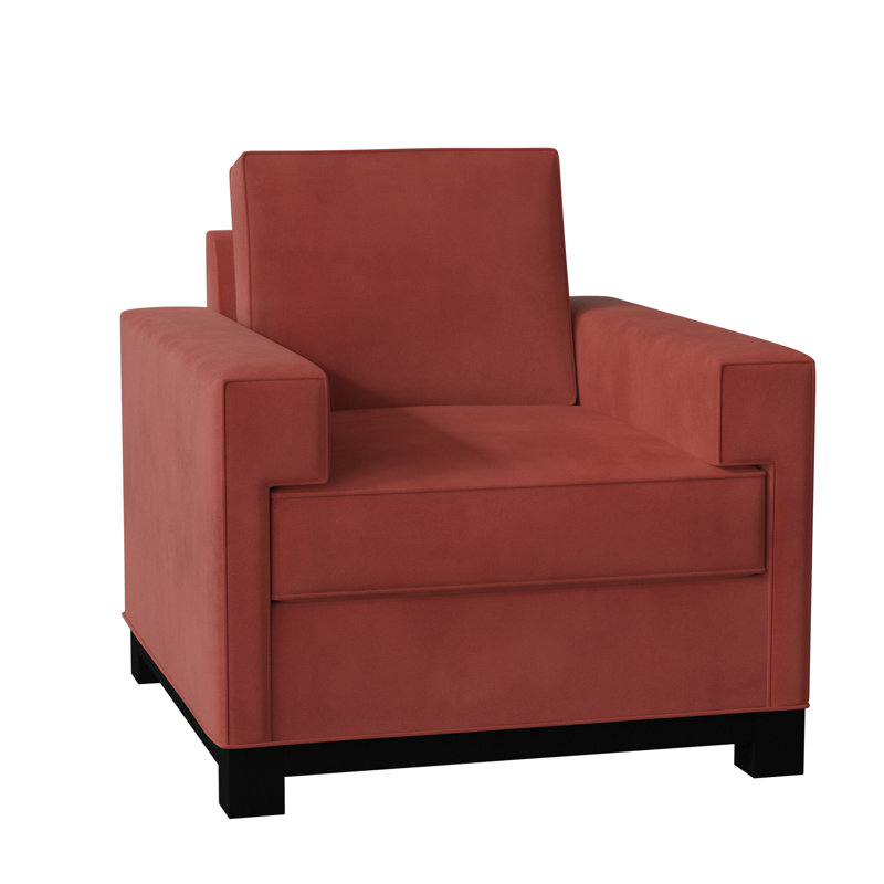 Fauteuil de 38 po de largeur Grace, Velours salsa, Rouge, Plumes et duvet
