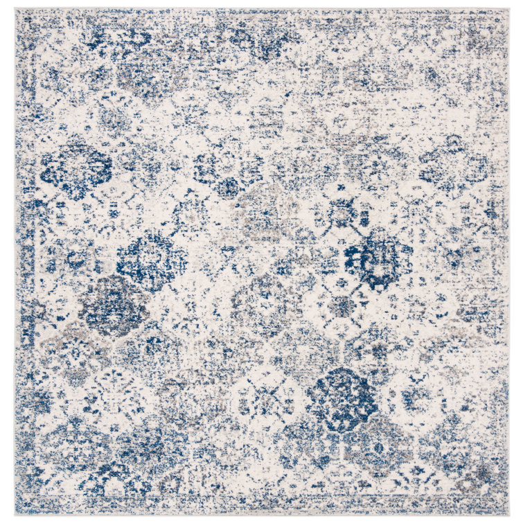 Harty Oriental White/Royal Blue Area Rug