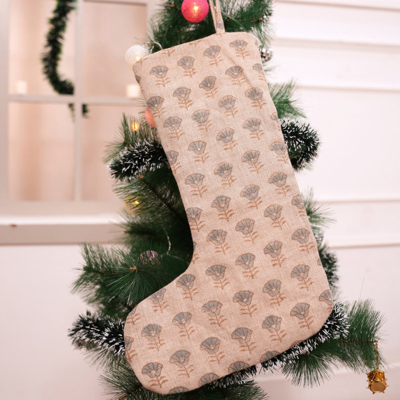 Chaussette de Noël en coton imprimée à la main Fabividine - Kohinoor, H 16 po x l 6,5 po