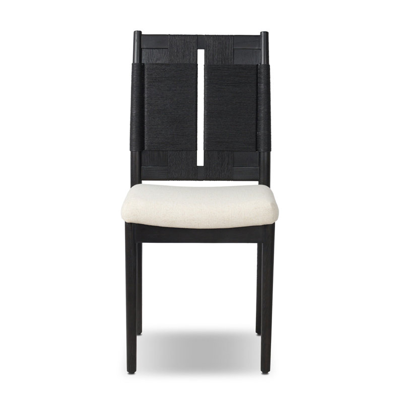 Harlee Upholstered Dining Chair, Distressed Black Ash