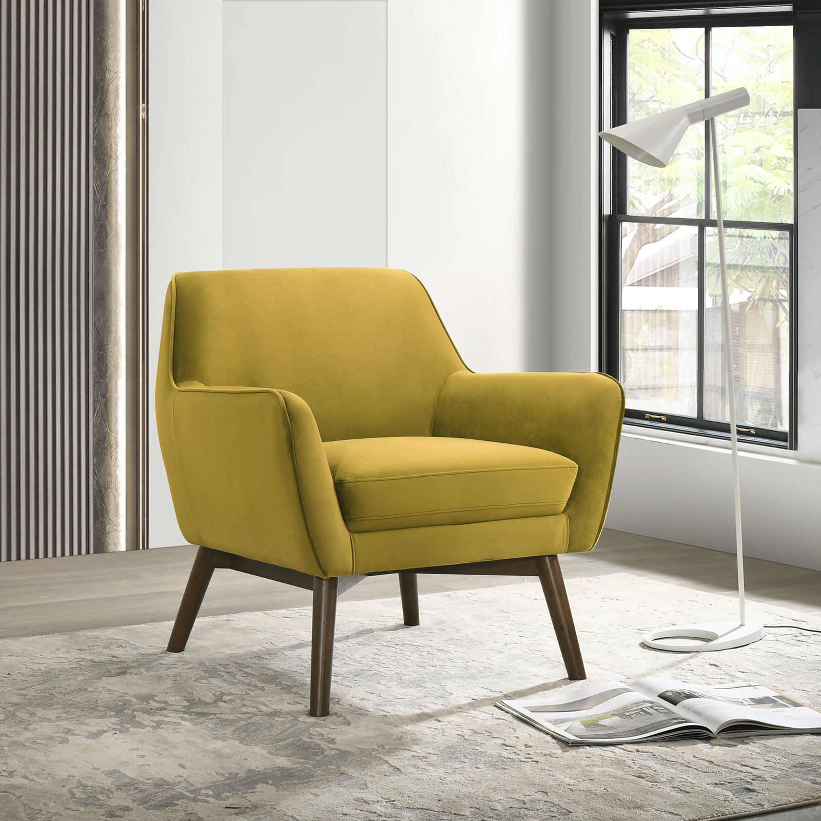 Ahrens Accent Chair, Gold Velvet