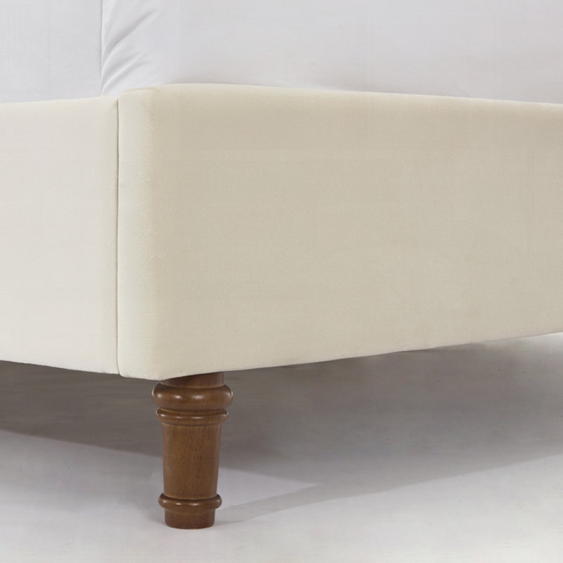 Structure de lit élégante avec tête de lit et fabrication robuste pour un sommeil confortable, Ivoire ivoire