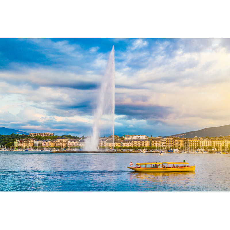City Of Geneva, Switzerland by Bluejayphoto - Wrapped Canvas Print, 30cm H x 46cm W