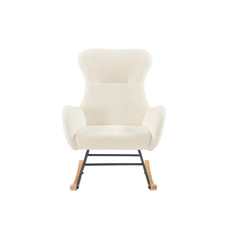 Chaise berçante en tissu blanc cassé