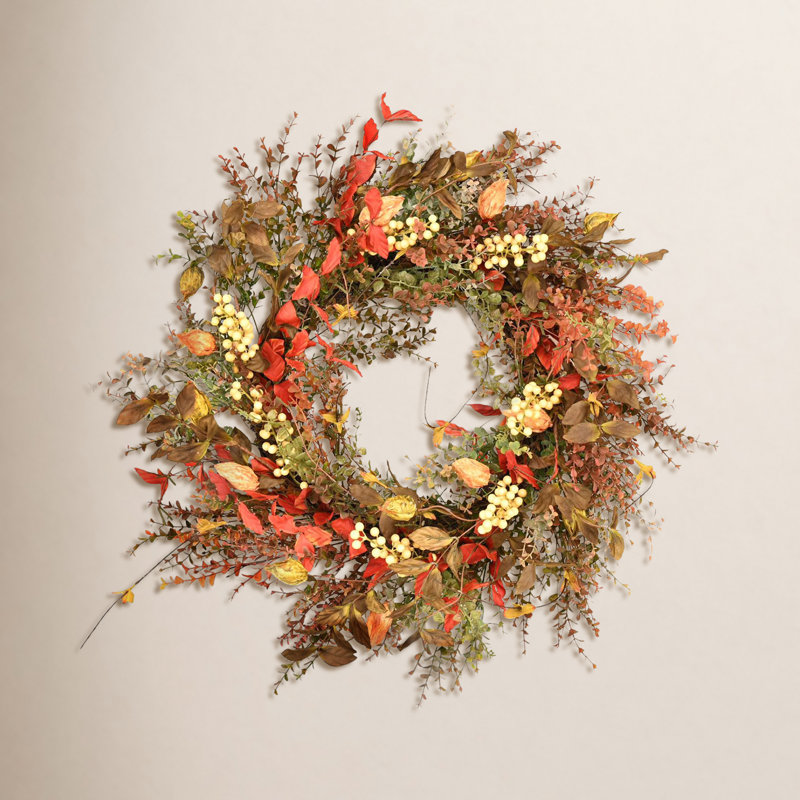 Autumn 24'' Faux Eucalyptus, Berry Wreath