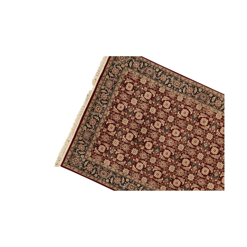 Tapis brun / rouge / noir noué à la main de haute qualité