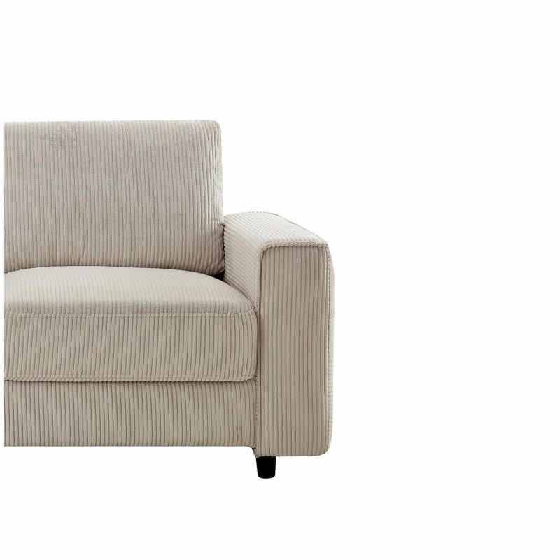 Canapé moderne en velours côtelé 2 places, Beige, 33" H x 66" W x 32" D