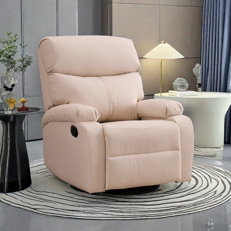 Fauteuil inclinable pivotant en similicuir Koumarianos, Ivoire