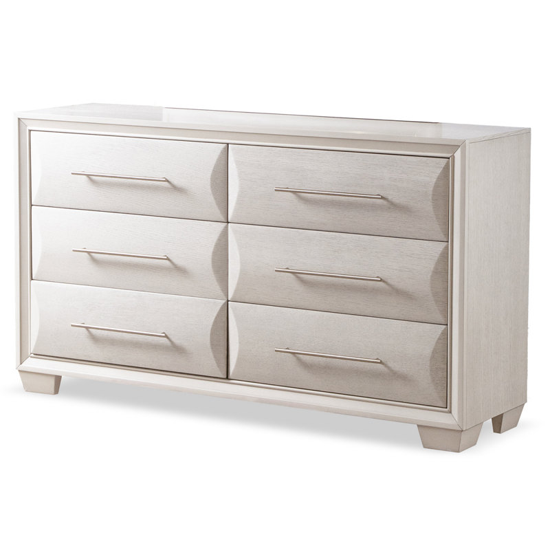 Commode 6 tiroirs Brookline, Blanc
