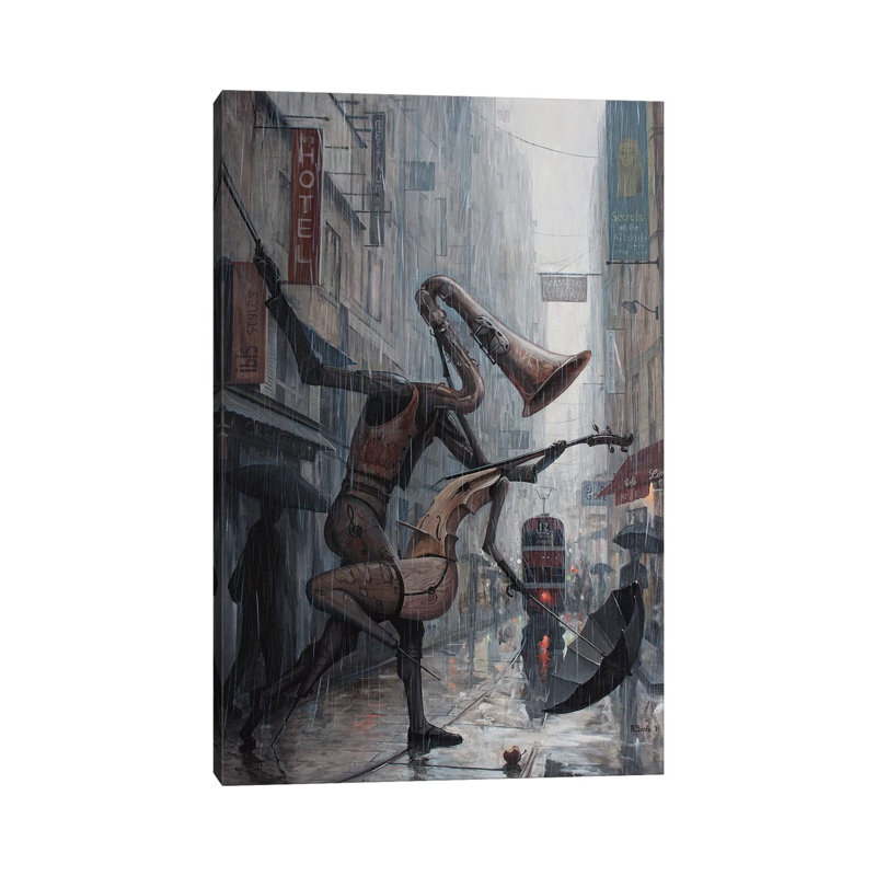 Life Is a Dance in the Rain by Adrian Borda - Wrapped Canvas Painting, 66.04 cm H x 45.72 cm W