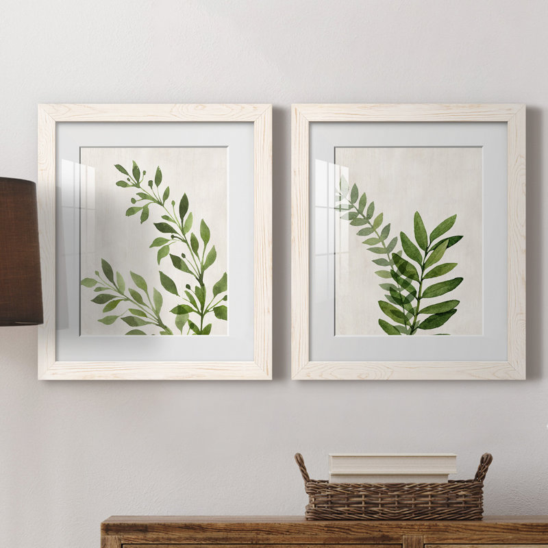 Botanical Wash I - ensemble de 2 reproductions, H 24 po x l 36 po x P 1,5 po, Blanc, Papier encadré blanc