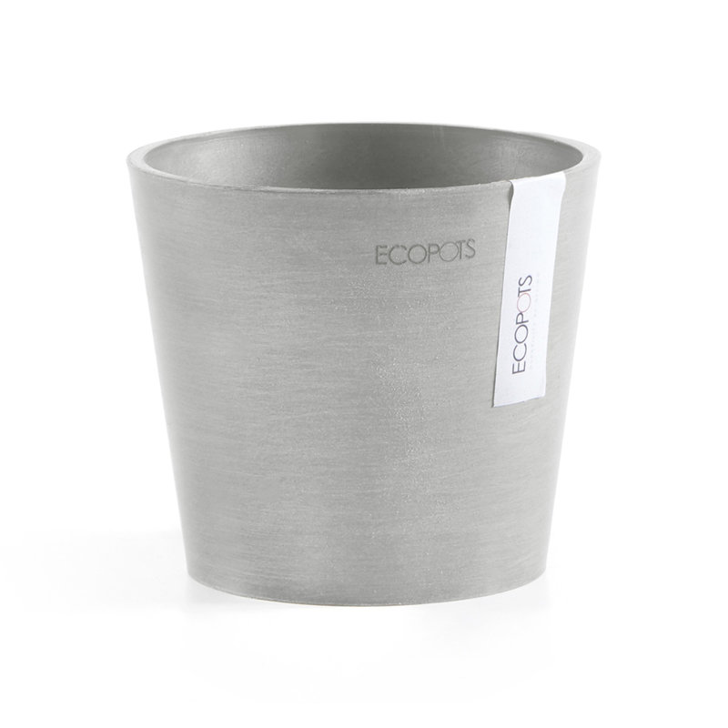 Modern Round Frost-Resistant Gray Recycled Plastic Planter