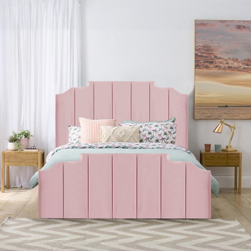 Antara Upholstered Bed Frame, Double (4'6), Pink