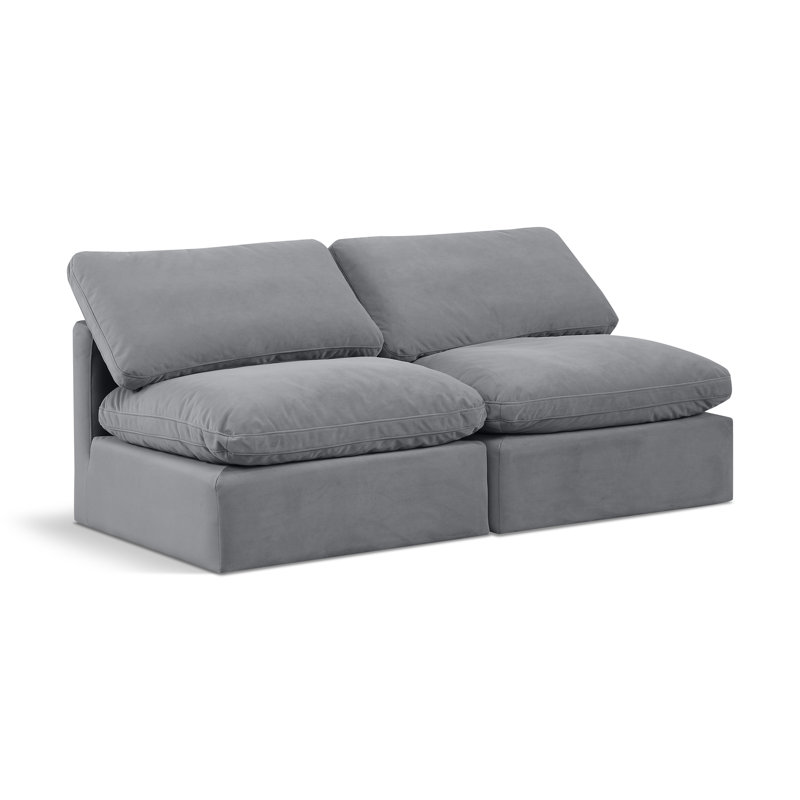 Causeuse rembourrée Hinami, Velours gris