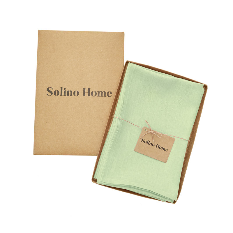100% Pure Linen Dinner Napkins - Fete, Pastel Green