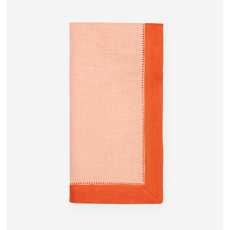 Roma Linen Square Napkins, Cameo/Tangerine
