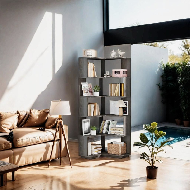 Bibliothèque de coin Anniesha, Gris foncé