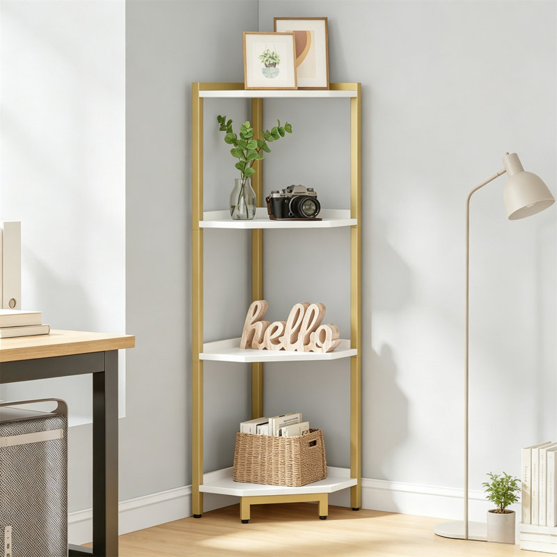 Corner shelf, corner bookshelf storage, vertical shelf, 41.2" H x 11.8" W x 11.8" D