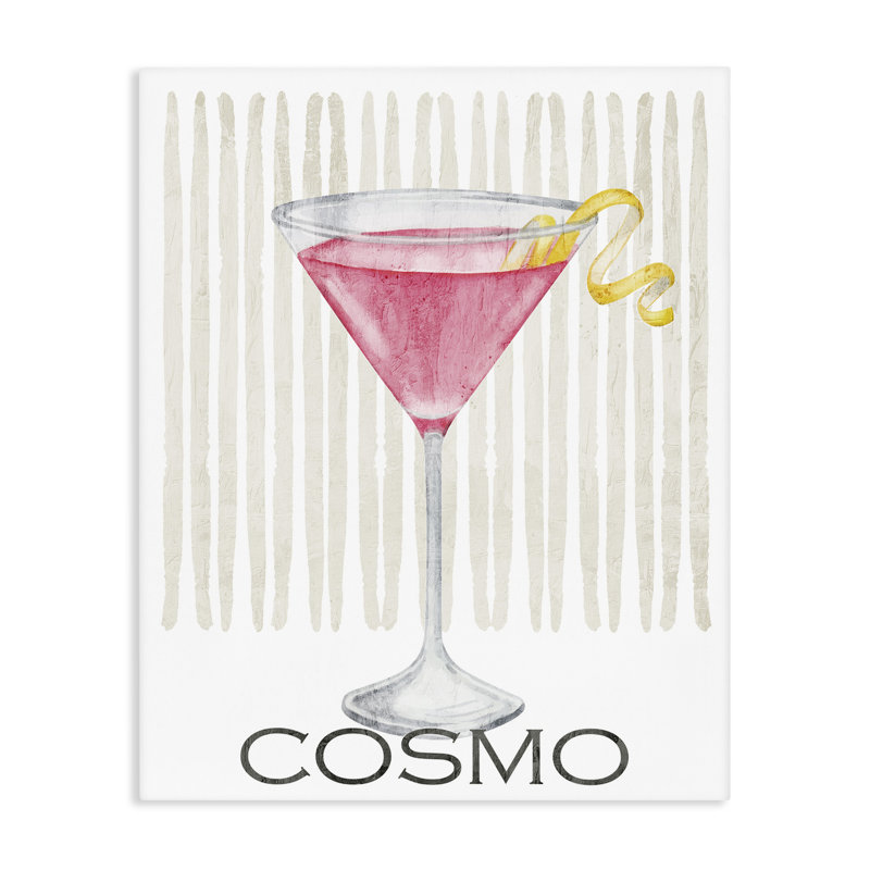 Cosmo rose sur toile rayée, design par Kim Allen, H 20 po x l 16 po
