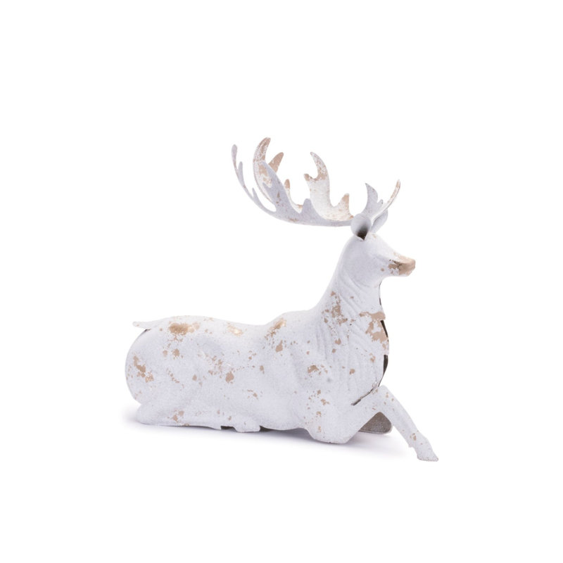 Cerf en métal vieilli avec accents dorés (ensemble de 2)