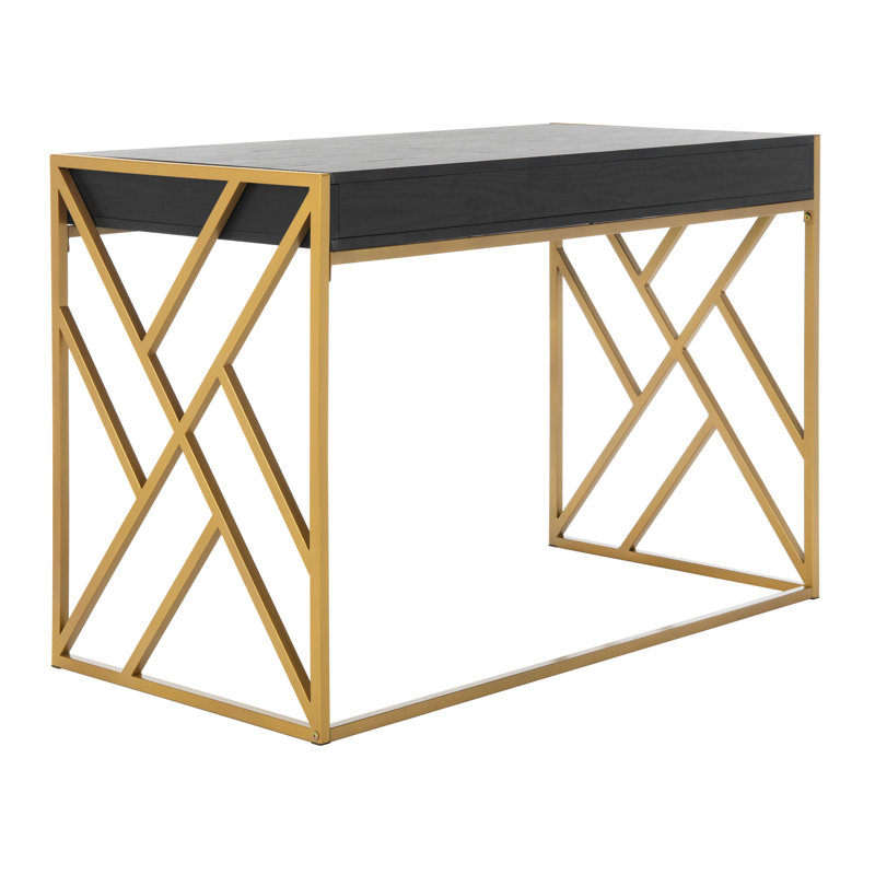 Lovesta Metal Base Writing Desk, Black/Gold