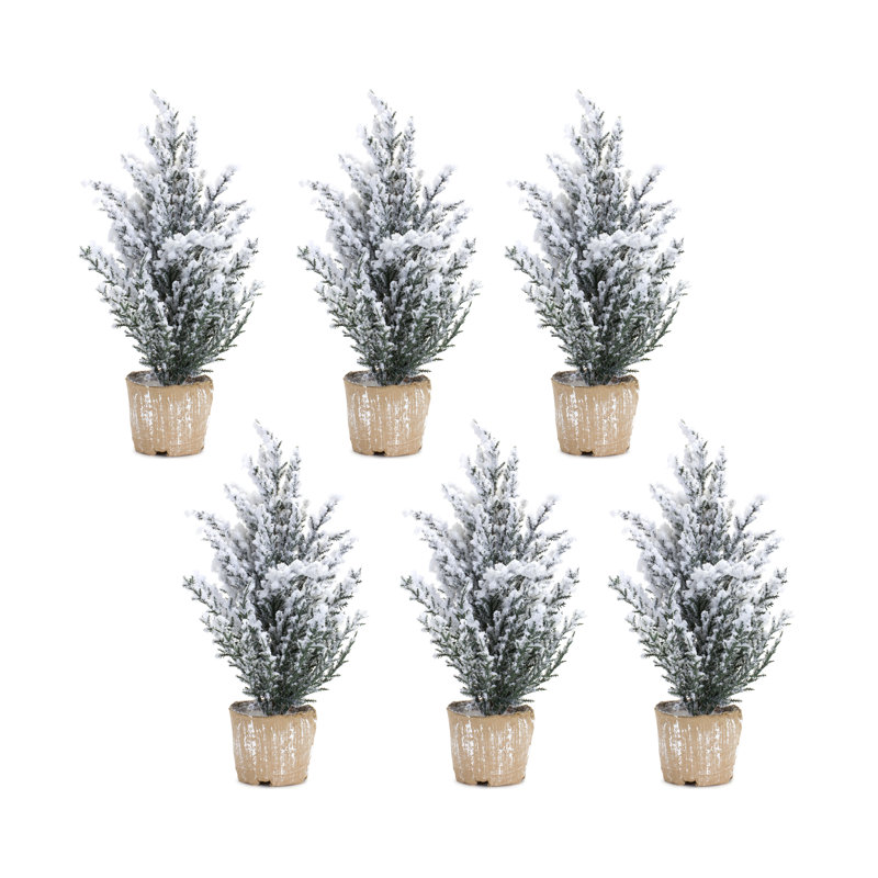 Arbre de Noël 12 po H vert foncé / pin blanc floqué / givré