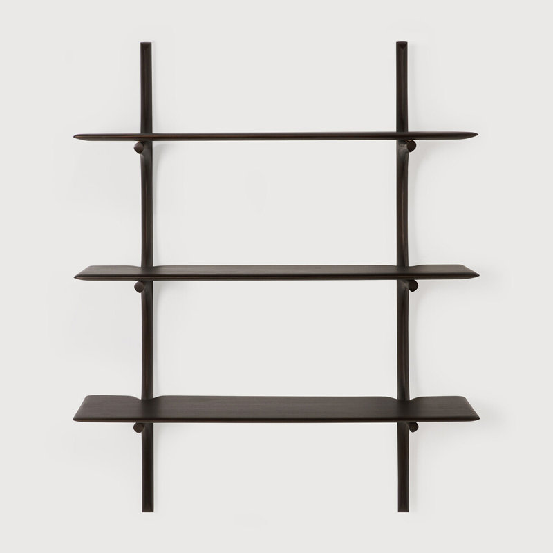 PI 3 Piece Tiered Shelf, Mahogany Dark Brown