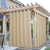 Outdoor Patio Curtains 2 Panels Windproof Top Grommet & Back Tab Bottom, Thermal Insulated Drapes Keep Privacy for Yard/Porch with Ropes for Fixed